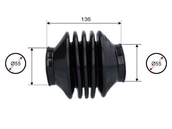 Rubber bellows Universal Ø55/Ø55