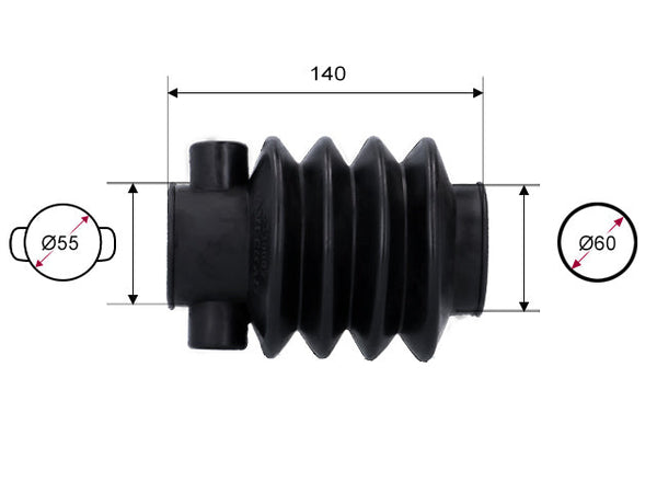 Rubber bellows Universal AL-KO/KNOTT/SCHLEGL Ø55/Ø60
