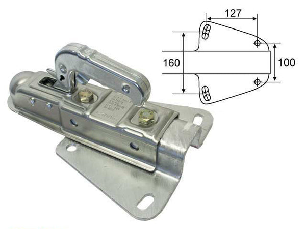 Trailer coupling ALKO AK75 750 kg V-draw with plate