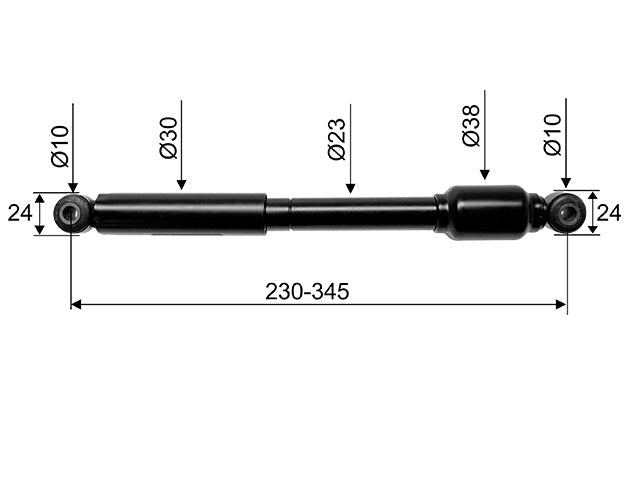 Overrun damper ALKO 120SR/SR1/SV B CC dimension 230/345 mm