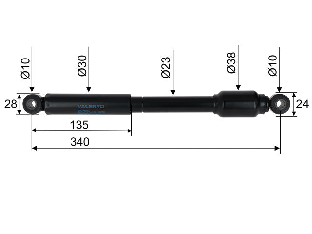 Overrun damper ALKO 160SR/200SR B/250S/2.0VB CC dimension 340 mm