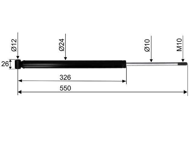 Overrun damper Knott KF13/KFR13/BPW GTA 1.3/Peitz KF13 CC dimension 550 mm