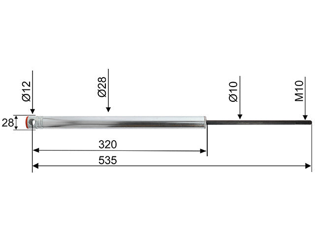 Overrun damper Knott KF27A1/A2/KFG/KRV30 CC dimension 535 mm