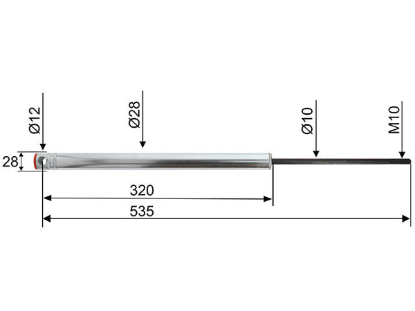 Overrun damper Knott KF27A1/A2/KFG/KRV30 CC dimension 535 mm