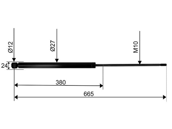 Overrun damper Schlegl SFV 25/30 CC dimension 665 mm