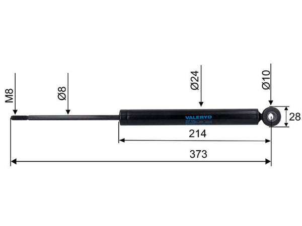 Overrun damper OMC 0–750 kg Ø8 mm CC dimension 373 mm