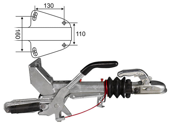 Overrun brake Knott KFL12-A 1300 kg GF with jockey wheel bracket