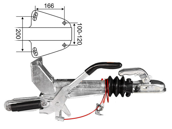 Overrun brake Knott KFL14-A 1400 kg with jockey wheel bracket