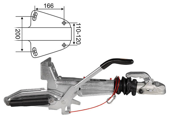 Overrun brake Knott KF30-E 3000 kg GF with jockey wheel bracket