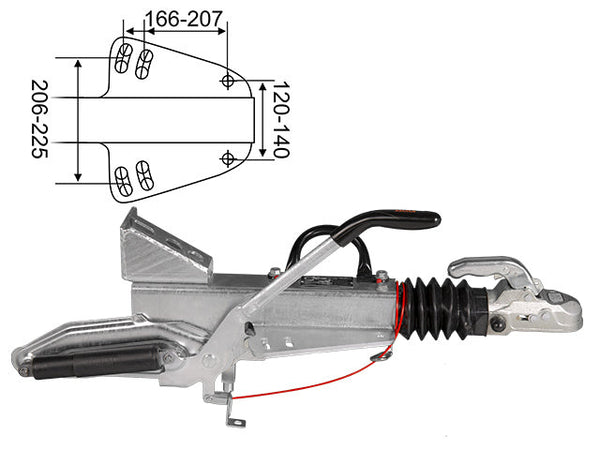Overrun brake Knott KFGL35-A 3500 kg with jockey wheel bracket