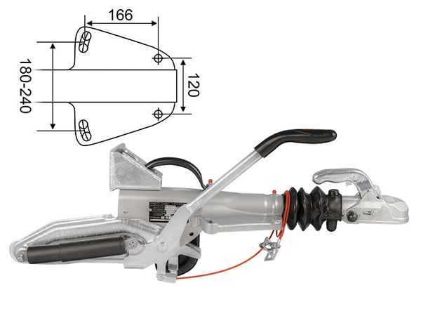 Overrun brake Knott KFG30-A 3000 kg GF with jockey wheel bracket