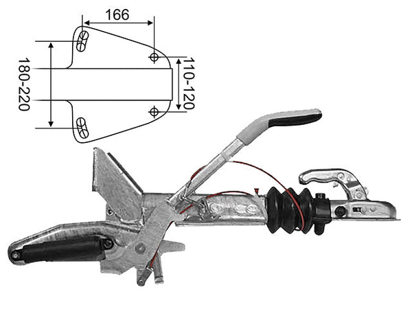 Overrun brake Knott KF13-E 1400 kg GF with jockey wheel bracket