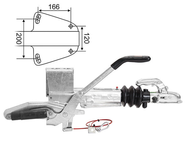 Overrun brake Knott KF13-C 1300 kg GF with jockey wheel bracket