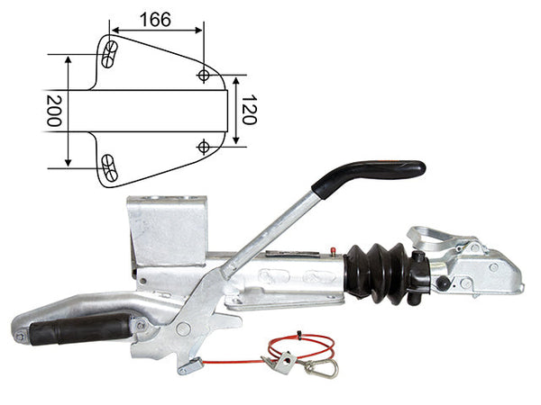 Overrun brake Knott KF20-A 2000 kg GF with cast coupling and jockey wheel bracket