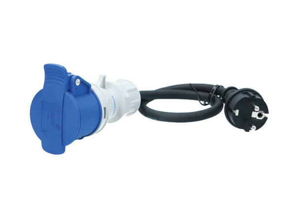 CEE adapter 3-pin female Schuko male 250V 16A IP44 0.35 m