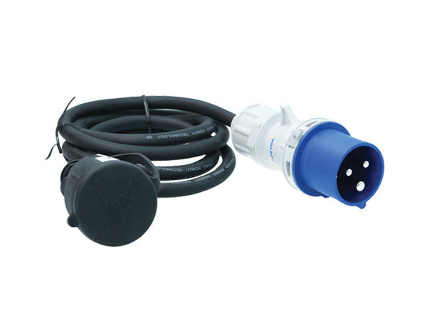 CEE adapter 3-pin male Schuko female 250V 16A IP44 1.5 m