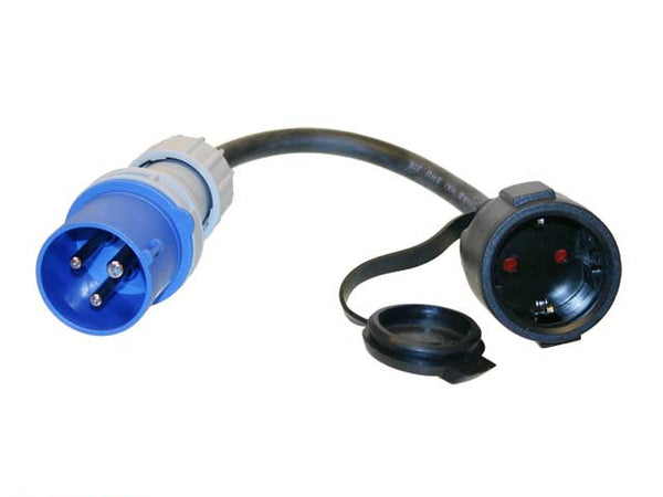 CEE adapter 3-pin male Schuko female 250V 16A IP44