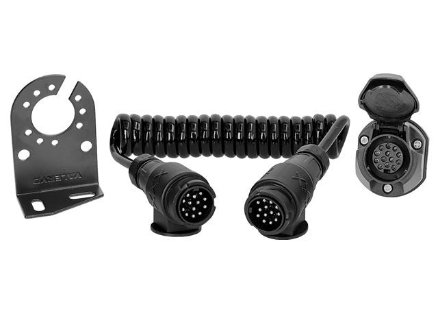 Cable set 13-13 pin with spiral cable, socket, holder