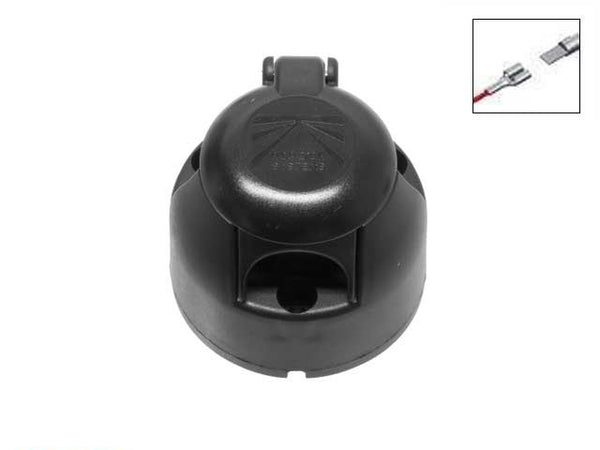 Trailer socket 7-pin 12V flat pin connection female plastic
