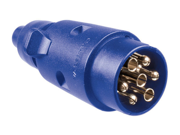 Trailer plug 7-pin male blue plastic screw connection