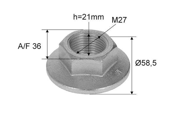 Flanged hub nut M27x2 ALKO 2361