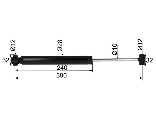 Overrun damper BPW A 1510/AK 2008 CC dimension 390 mm