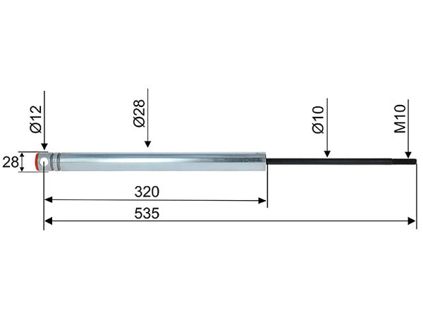 Overrun damper Knott KF10/KF13/KR13/KV13/KRV13/KR20-A CC dimension 535 mm