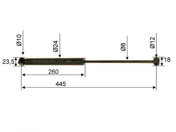 Overrun damper ALKO Kober 90S/1/2/3/101VB/102VB CC dimension 445 mm