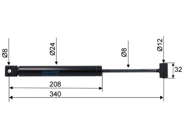 Overrun damper BPW ZAF 1.35/1.6-1/Peitz PAV/SR 1.3 MX CC dimension 340 mm