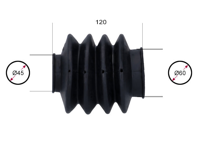 Rubber bellows Universal BPW/GRÜMER/KNOTT/PEITZ Ø45/Ø60