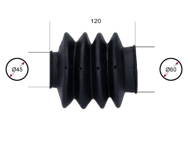 Rubber bellows Universal BPW/GRÜMER/KNOTT/PEITZ Ø45/Ø60