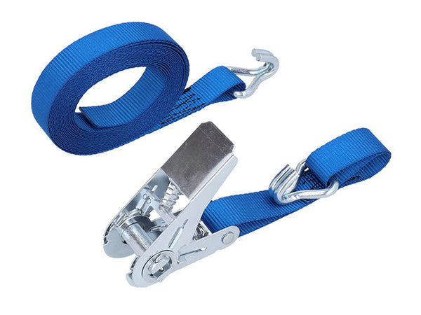 Ratchet tie down set 25mm with double J-hook. Length 0,25+4,75m. 500 daN (2 pack)