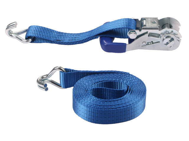 Ratchet tie down set 38mm with hook. Length 0,3+4,7m. 1500 daN
