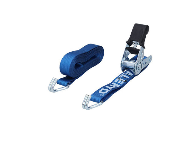 Ratchet tie down set 25mm with double J-hook. Length 0.3+4.7m, 400 daN