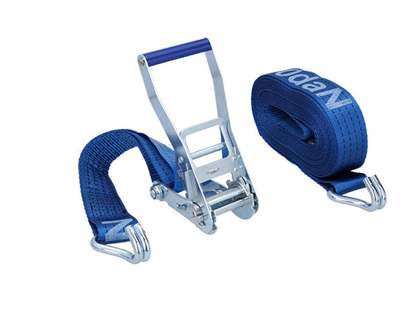 Ratchet tie down set 50mm with double J-hook, Length 0,5+8,5m 2000 daN