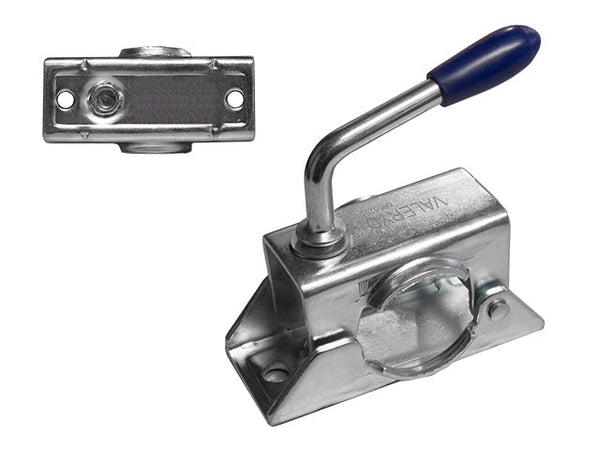 Jockey wheel clamp Ø48mm. Standard with short crank. Sheet metal. cc=105