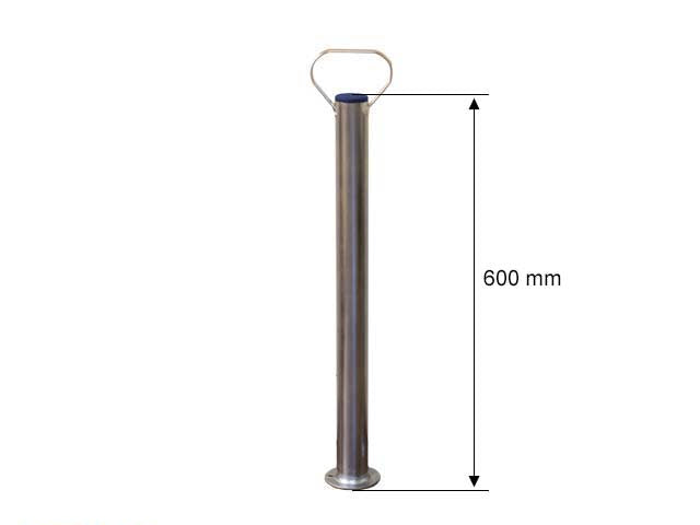 Support leg Ø48 mm 600 mm with foot plate and handle
