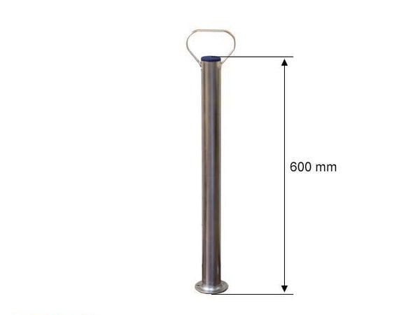 Support leg Ø48 mm 600 mm with foot plate and handle