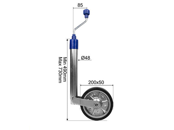 Jockey wheel Ø48 mm 300 kg 200x50 mm