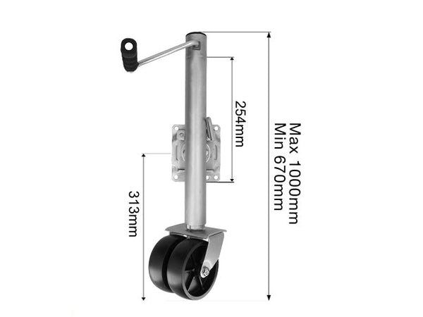 Jockey wheel dual wheel 680 kg