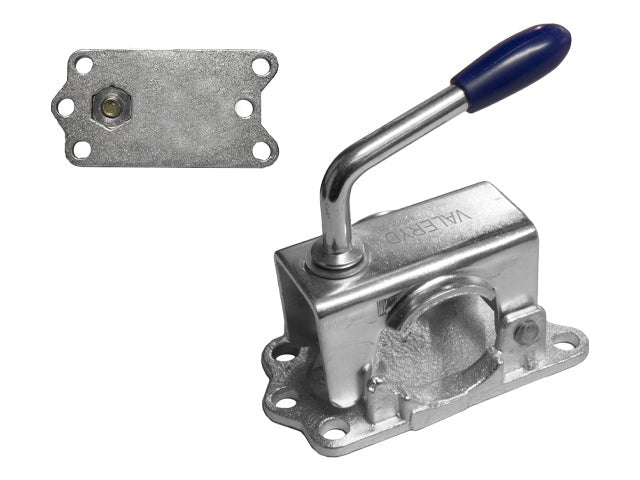 Jockey wheel clamp Ø48mm. Sheet metal / Cast iron. cc=105