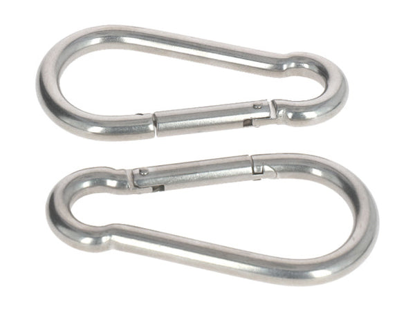 Carabiner DIN5299 C 8x80mm, 113Kg Stainless steel (2-pack)