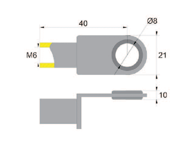 Hinge eye for gas spring; L=40; M6