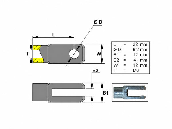 Fork head ; L=22; M6