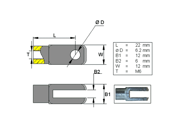 Fork head ; L=22; M6