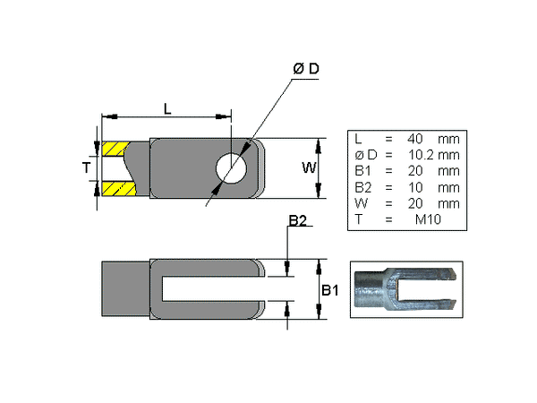 Fork head ; L=40; M10