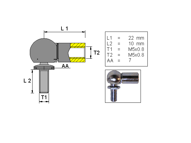 Angled ball joint ; L=22; M5