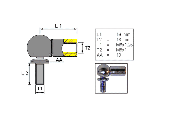 Angled ball joint ; L=19; M6