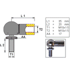 Angled ball joint ; L=35; M10