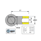 Ball socket , Metal ; L=22; M6